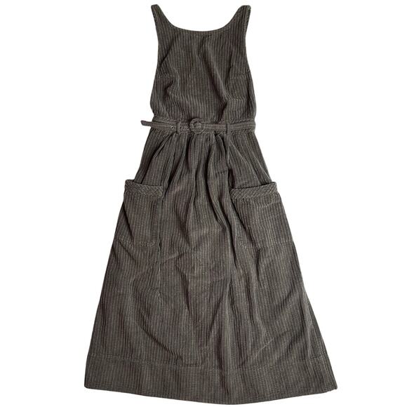 Sz 4 NWT Free People The Other Side Corduroy Midi Dress Gray Boho Cottage Belted - Picture 2 of 10